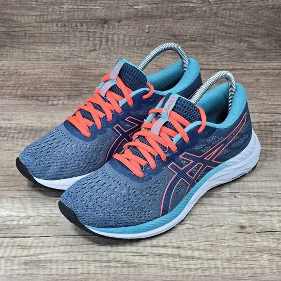 Asics Gel Excite 7 Women's Sz 8.5 Magnetic Blue Orange Running Shoes (1012A562) - Picture 7 of 9